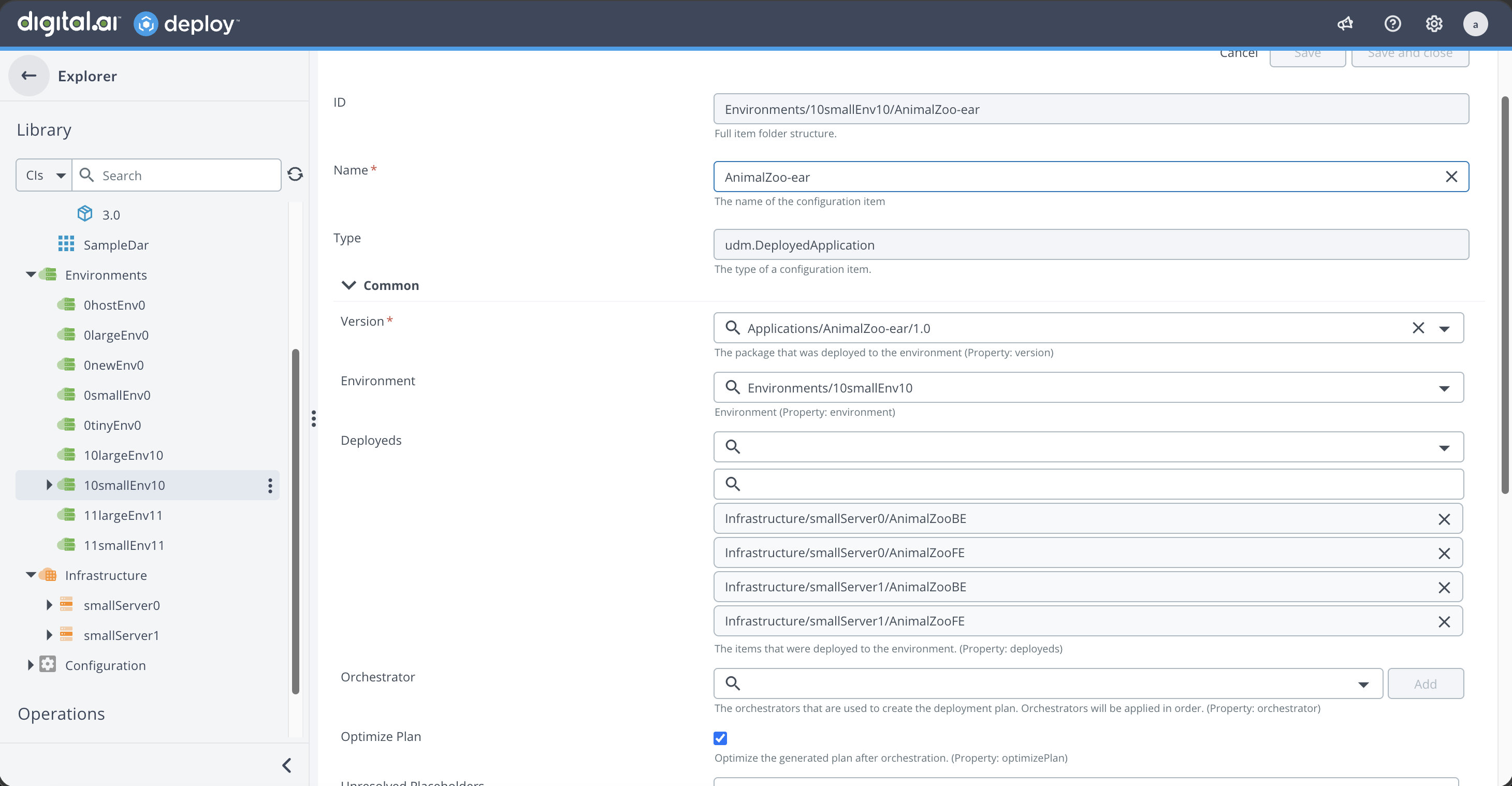 Unified Deployment Model - deployed application