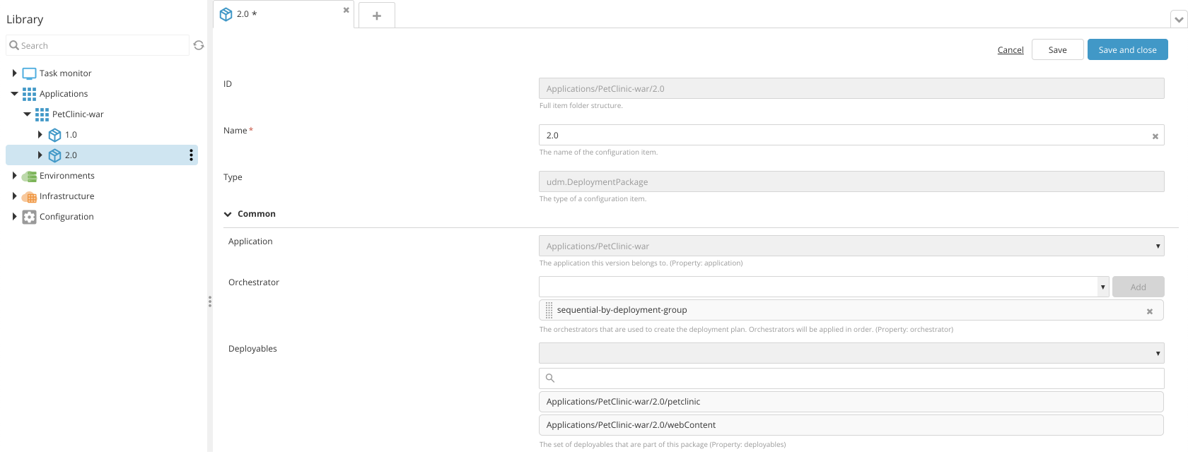 Specifying an orchestrator on a deployment package