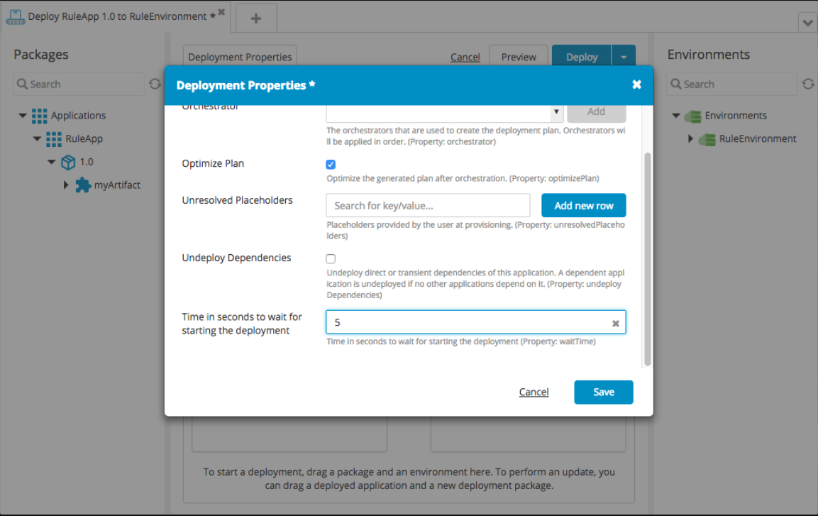 Deployment properties