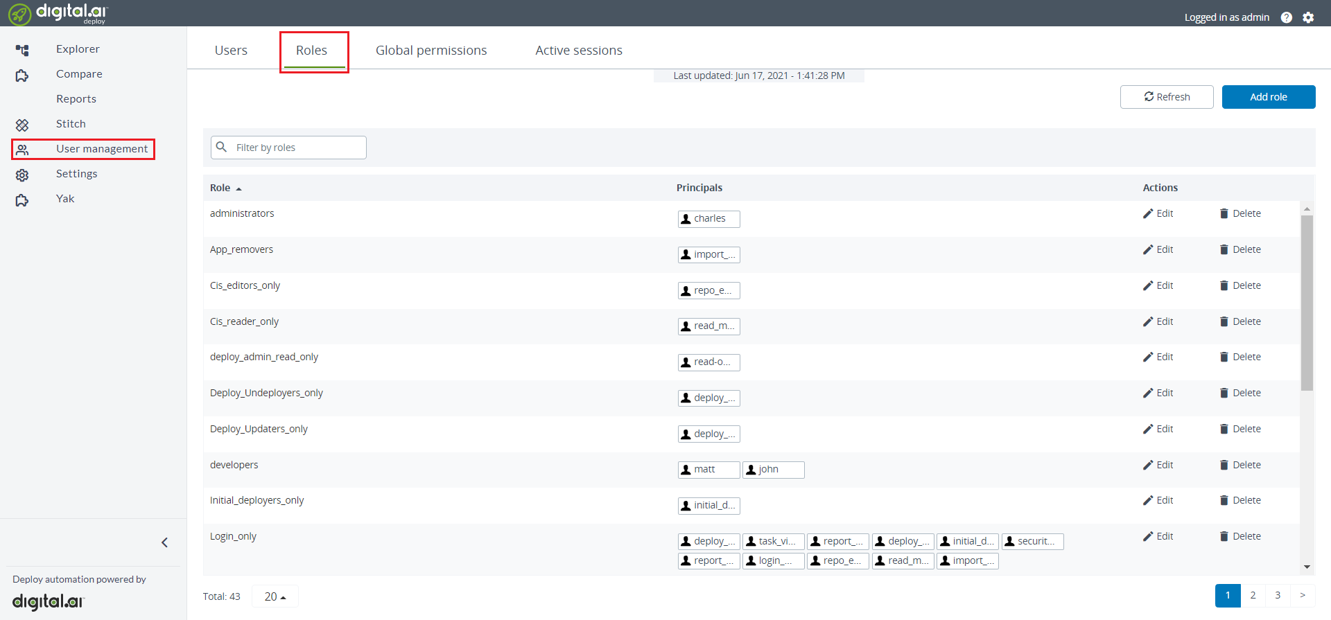 Manage roles