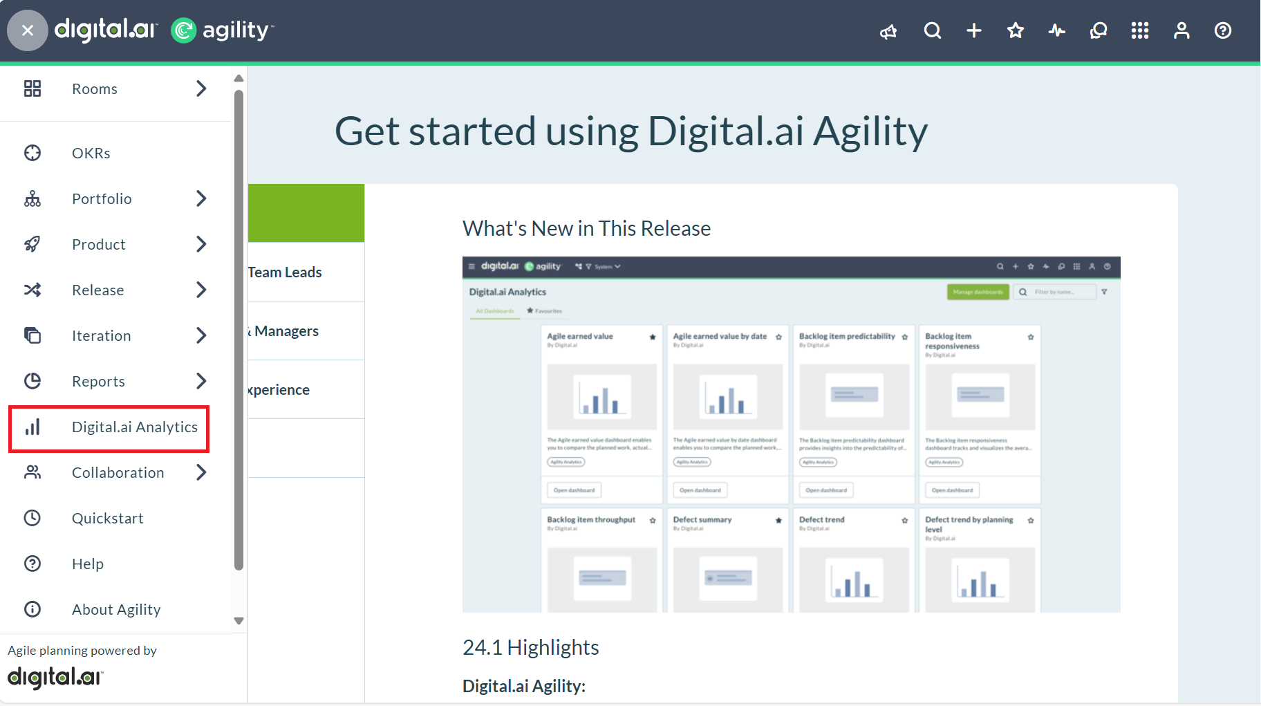 Access dashboards through other products like Agility