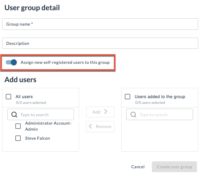 Assign self-registered users to user group