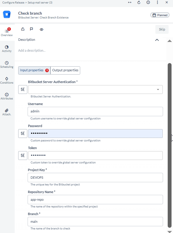 Check Branch Existence task