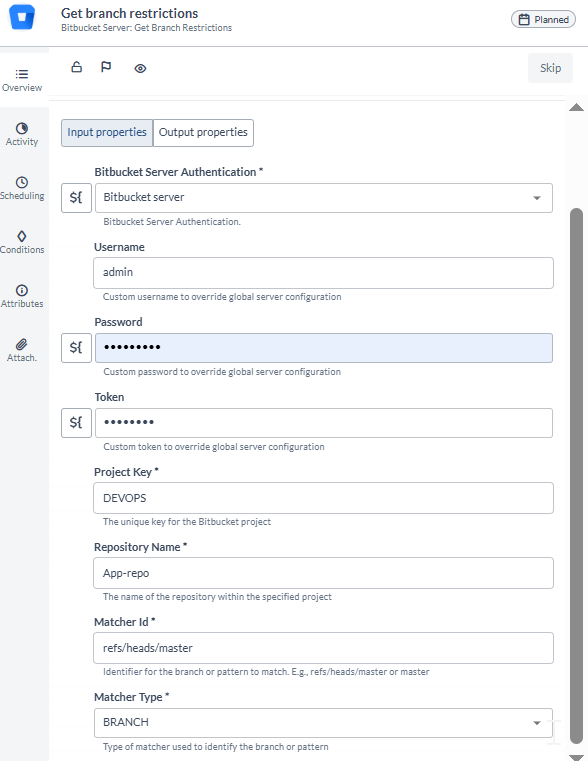 Get Branch Restrictions task