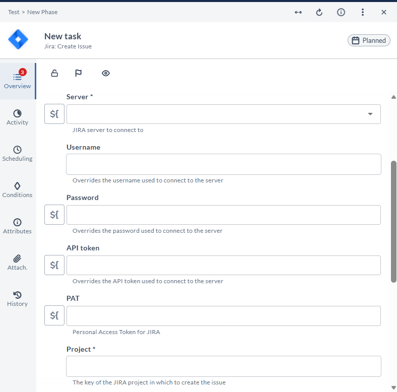 Create Issue task