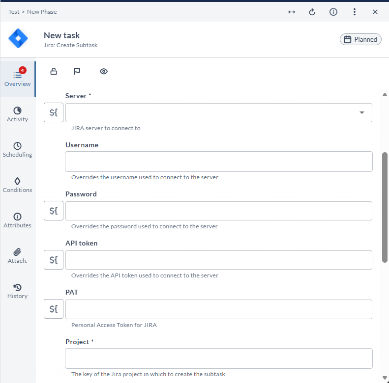 Create Subtask task