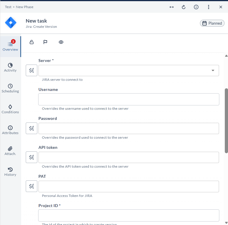 Create Version task
