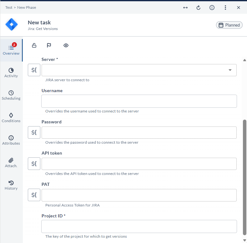 Get Versions task
