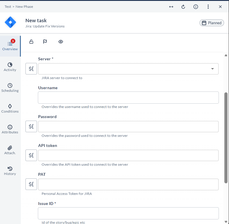 Update Fix Versions task