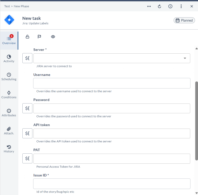 Update Labels task