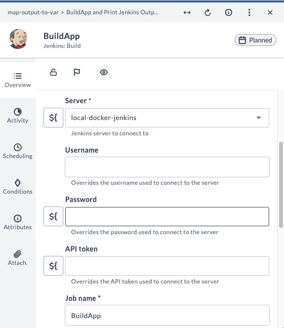 Jenkins server and job input