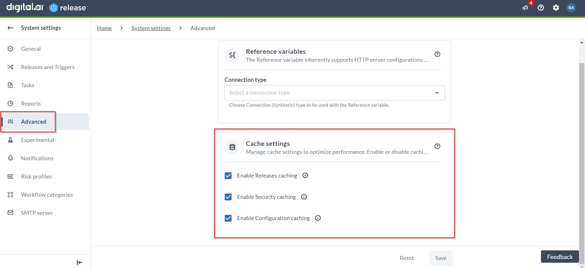 Advanced Cache Settings