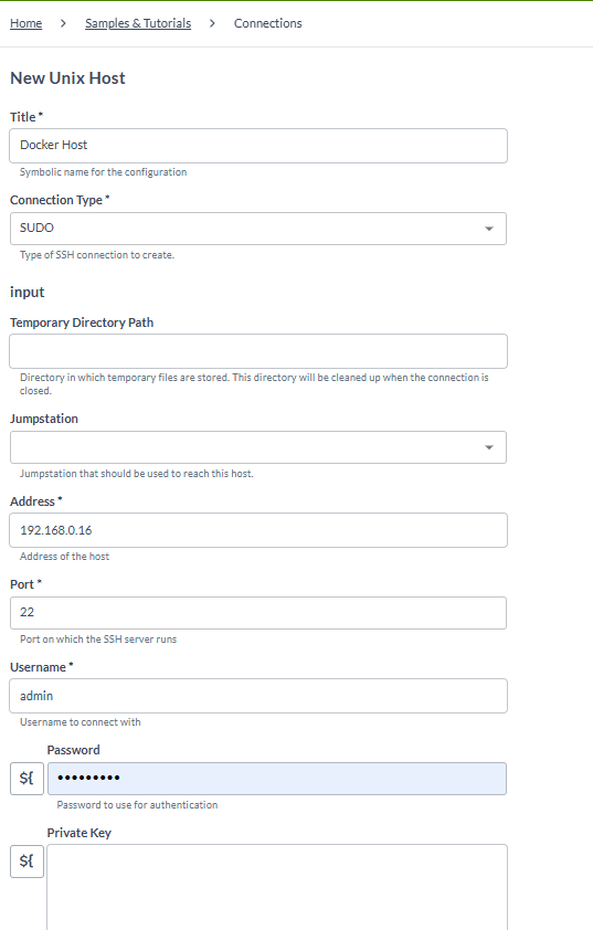 Create Unix host