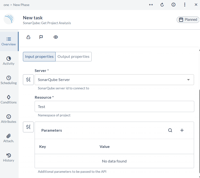 SonarQube Get Project Analysis task