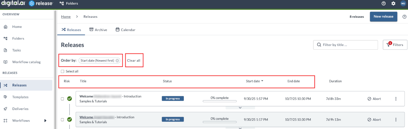 Sort Releases
