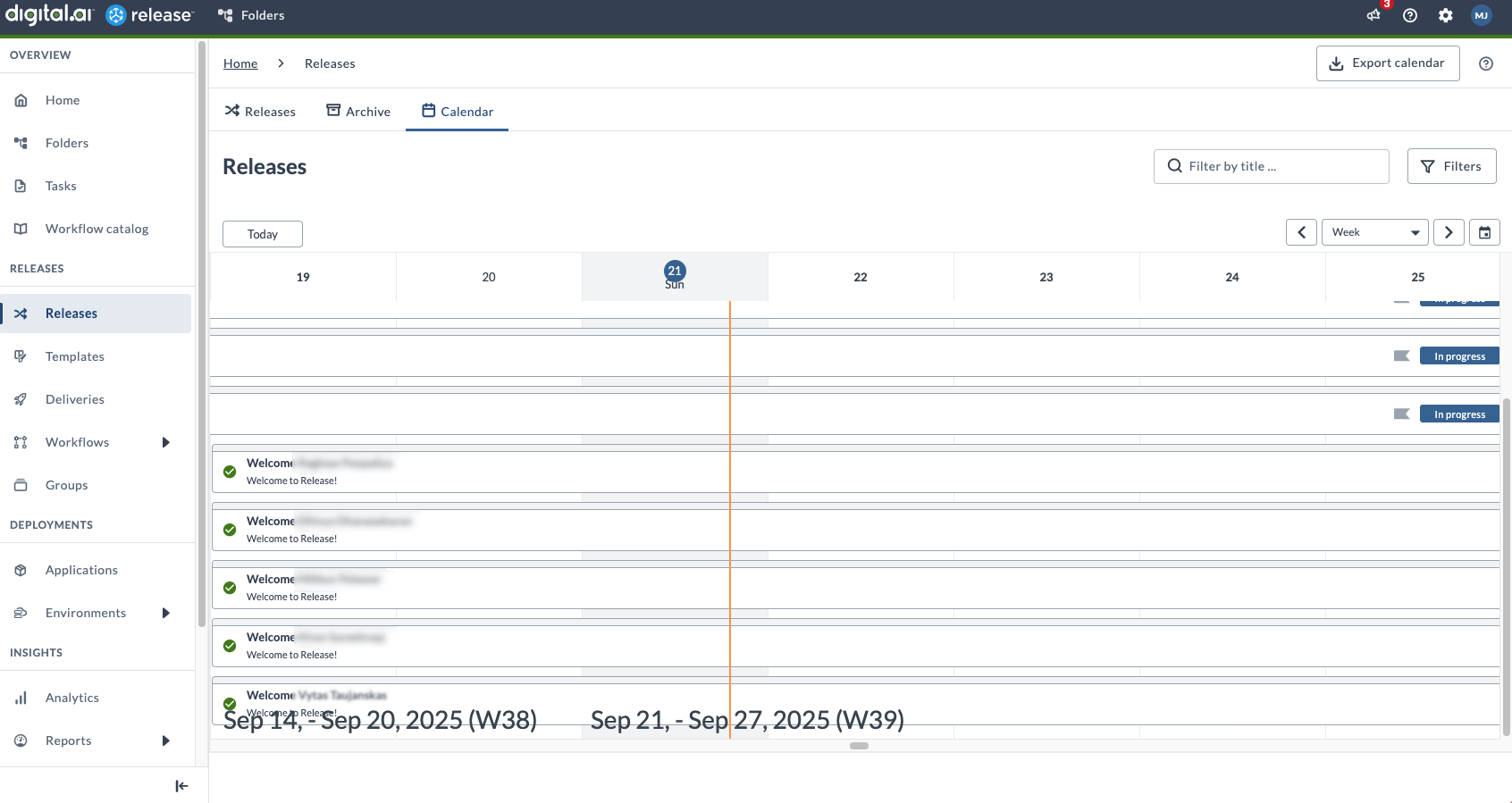 Calendar - Week View