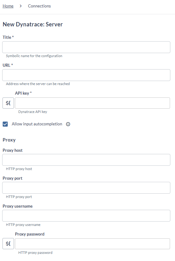 Screenshot of Dynatrace Configuration