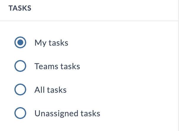 Task selection options