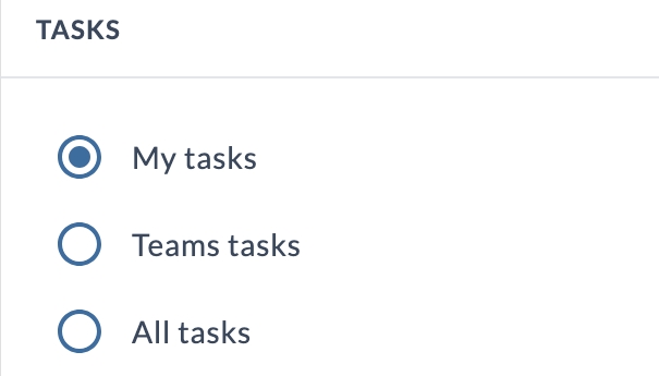 Task selection options