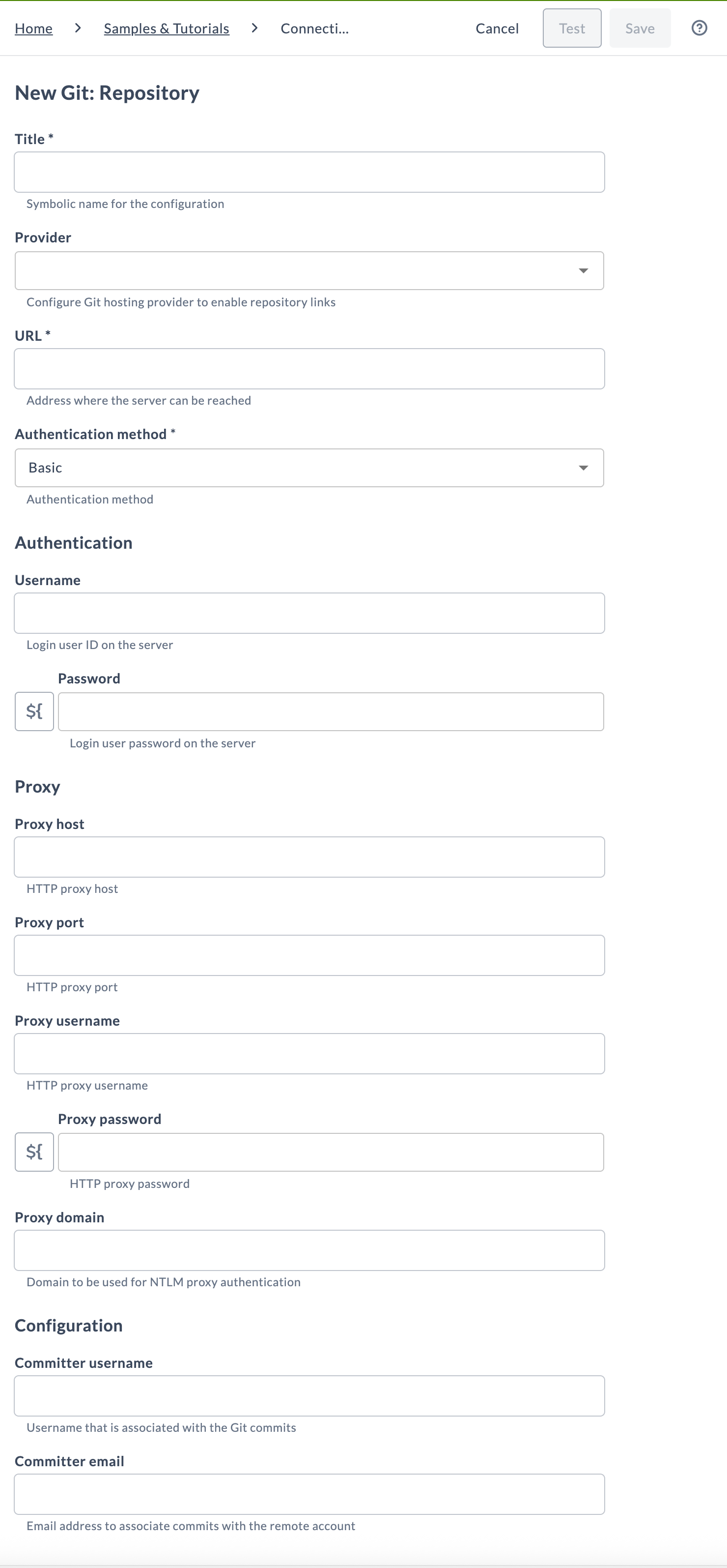 Git Repository Connection