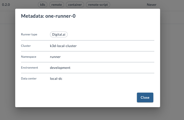 Release Runner View Metadata
