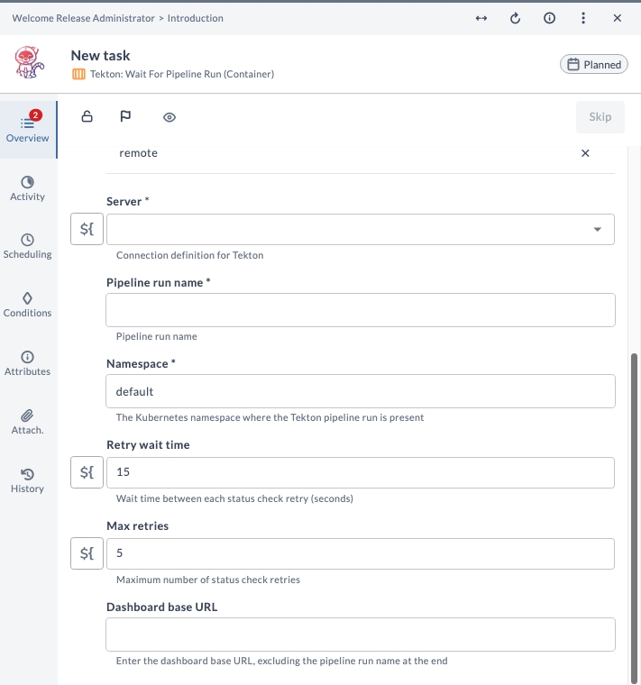 Wait For Pipeline Run Task