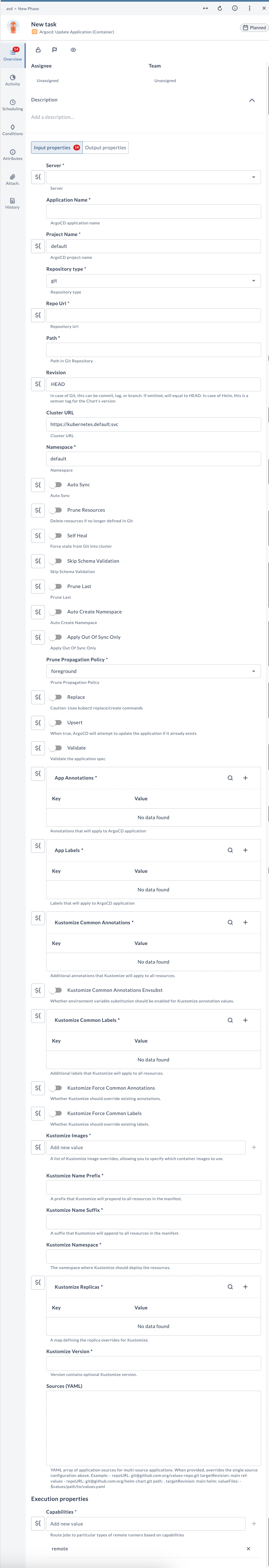 Update Application Input