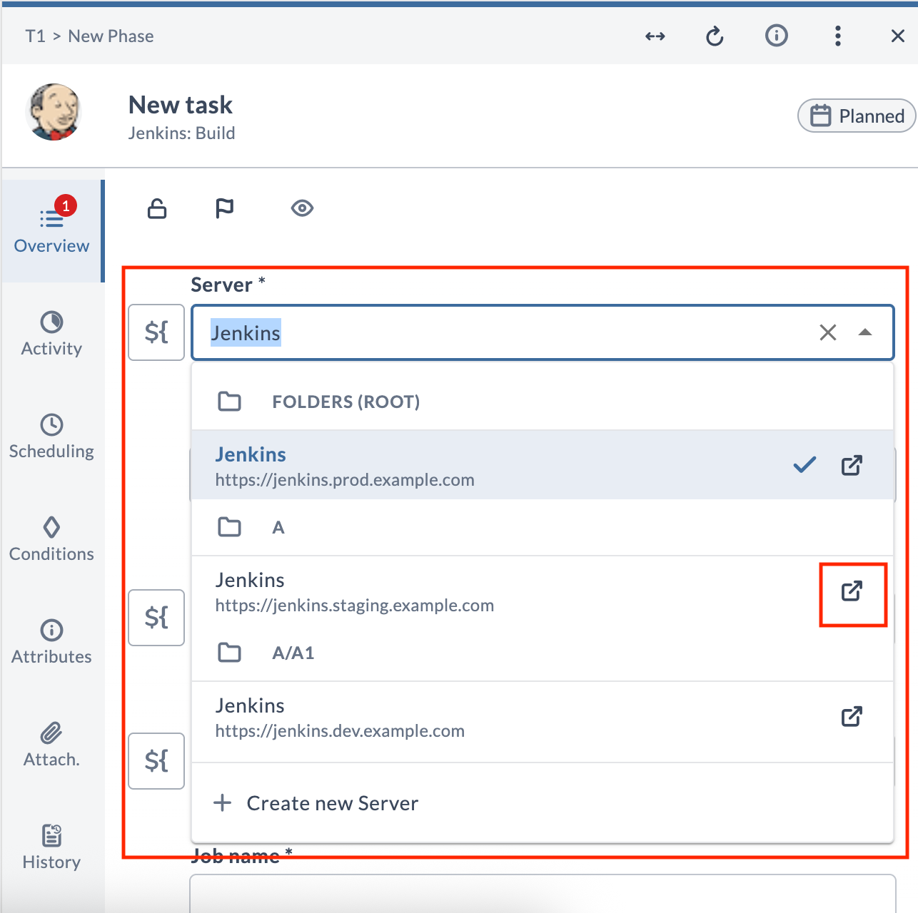 Connection picker grouped by folder in the Task Drawer