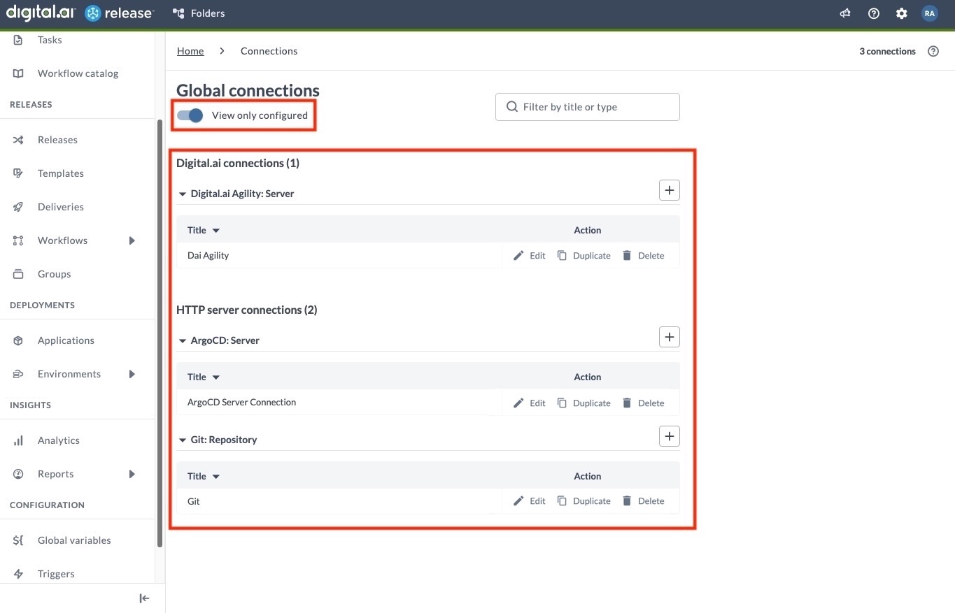 Connections Page View Only Configured