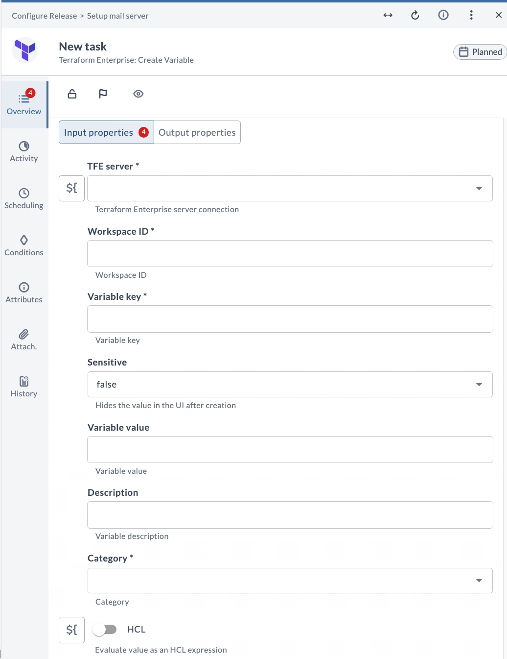 Create Variable Input