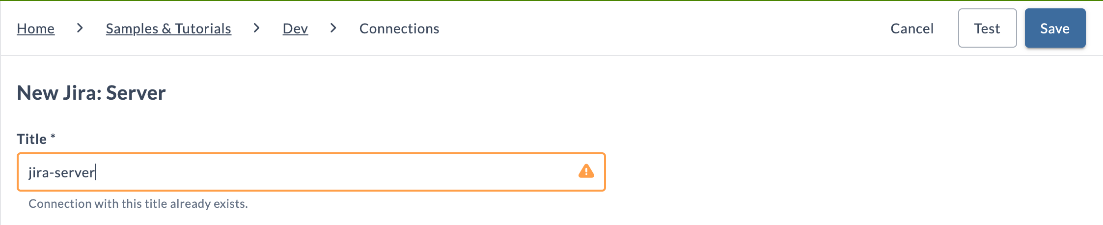 Duplicate Connection Title Warning