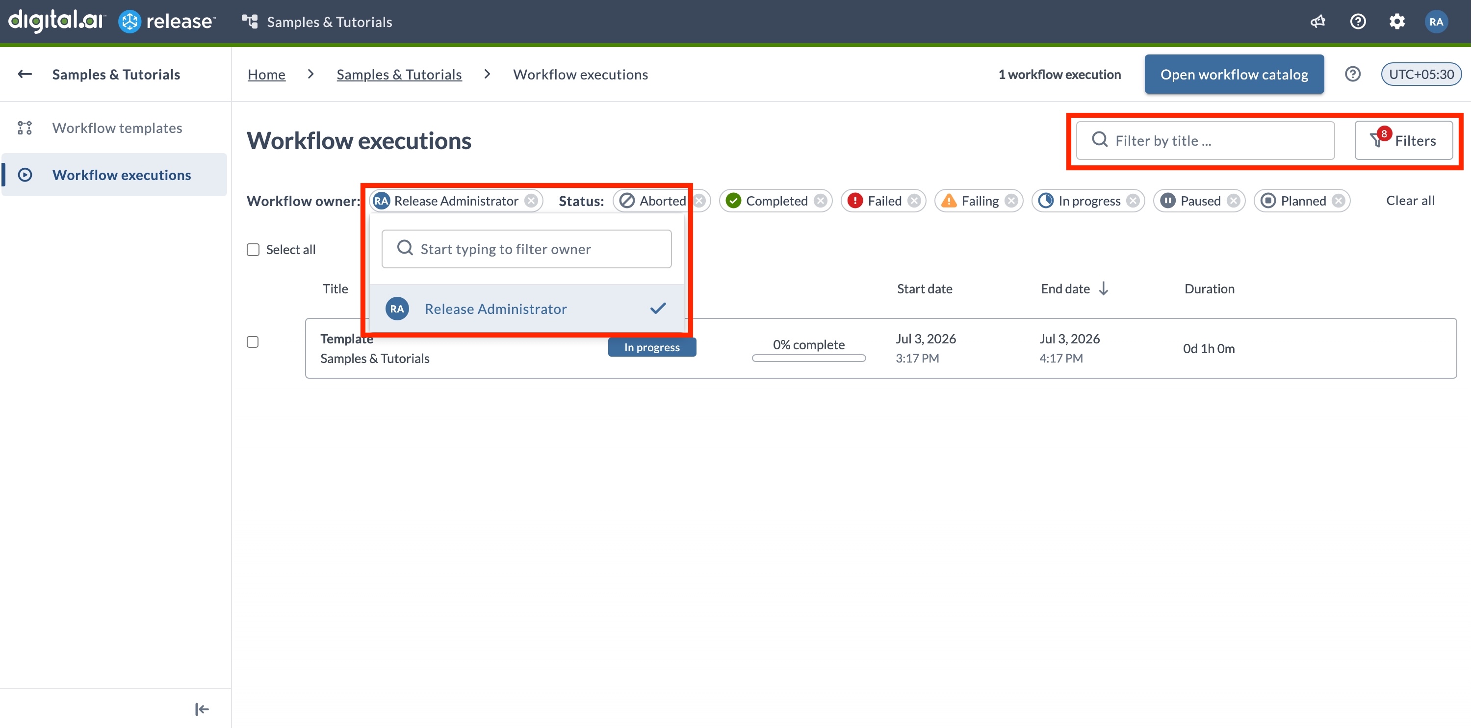 Filtering Workflow Executions