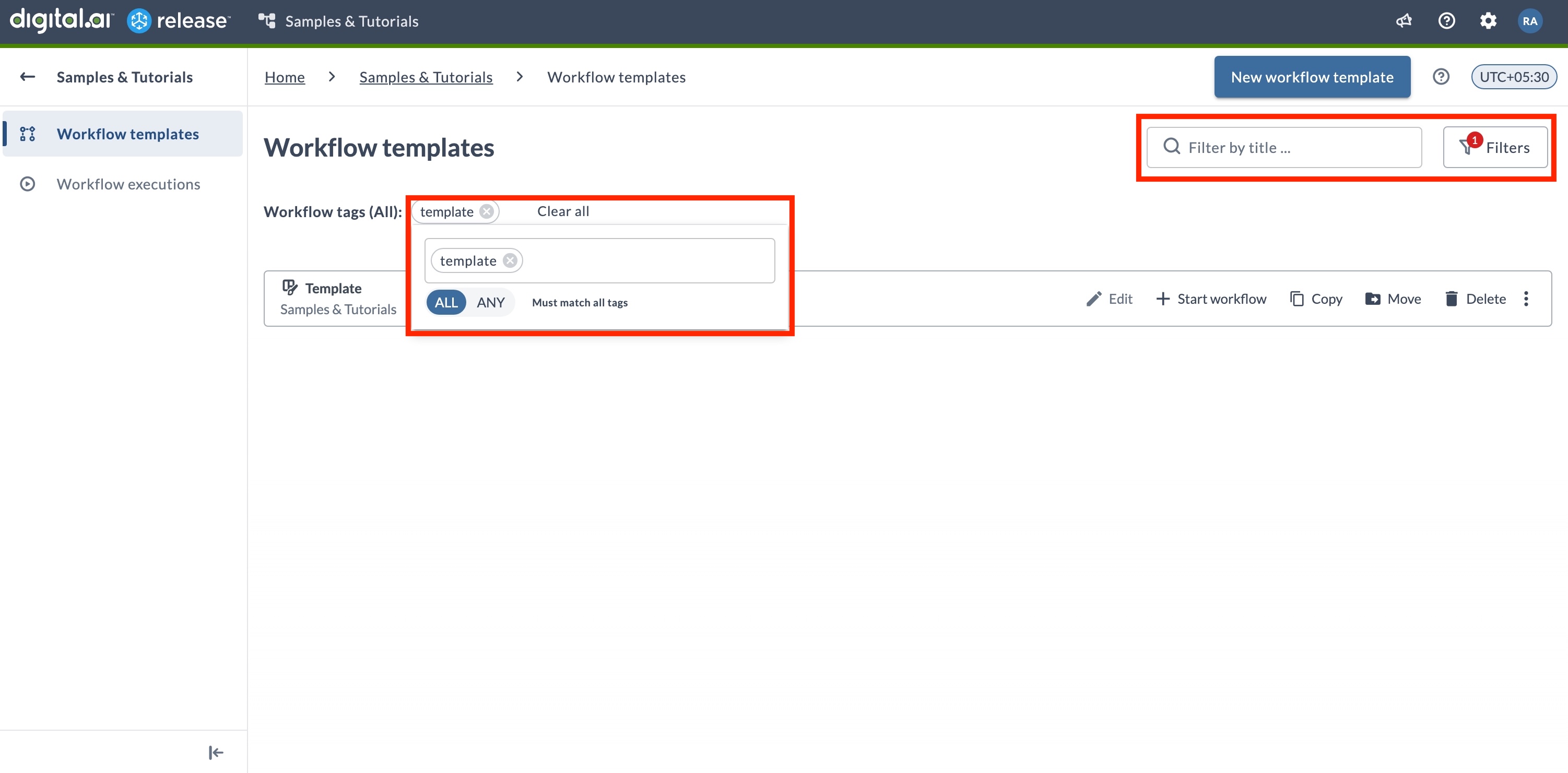 Workflow Templates page