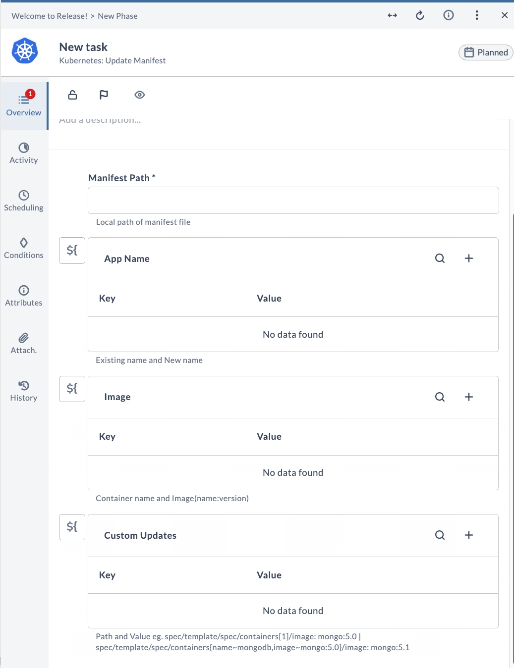 Update Manifest Input