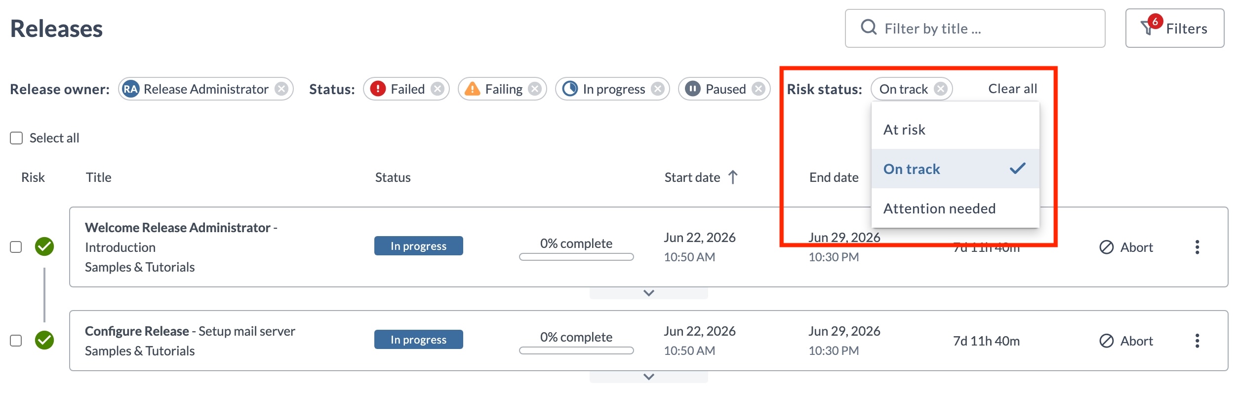 Inline Filter Change Example