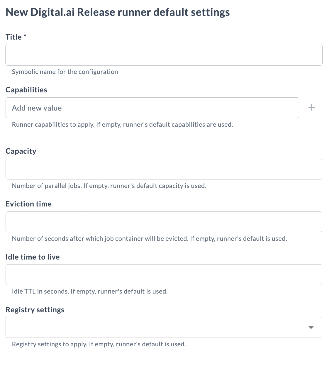 New Digital.ai Release runner default settings
