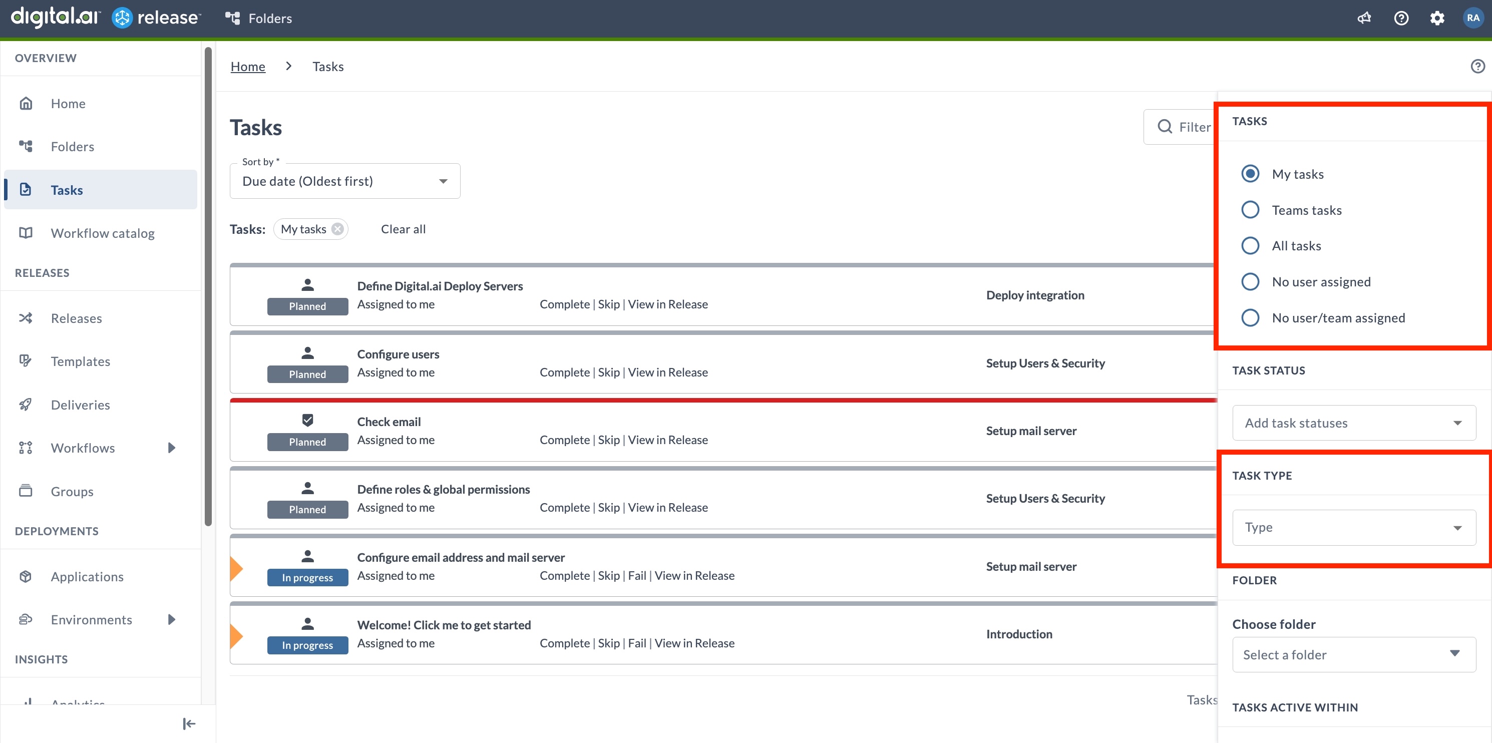 Filter Task type