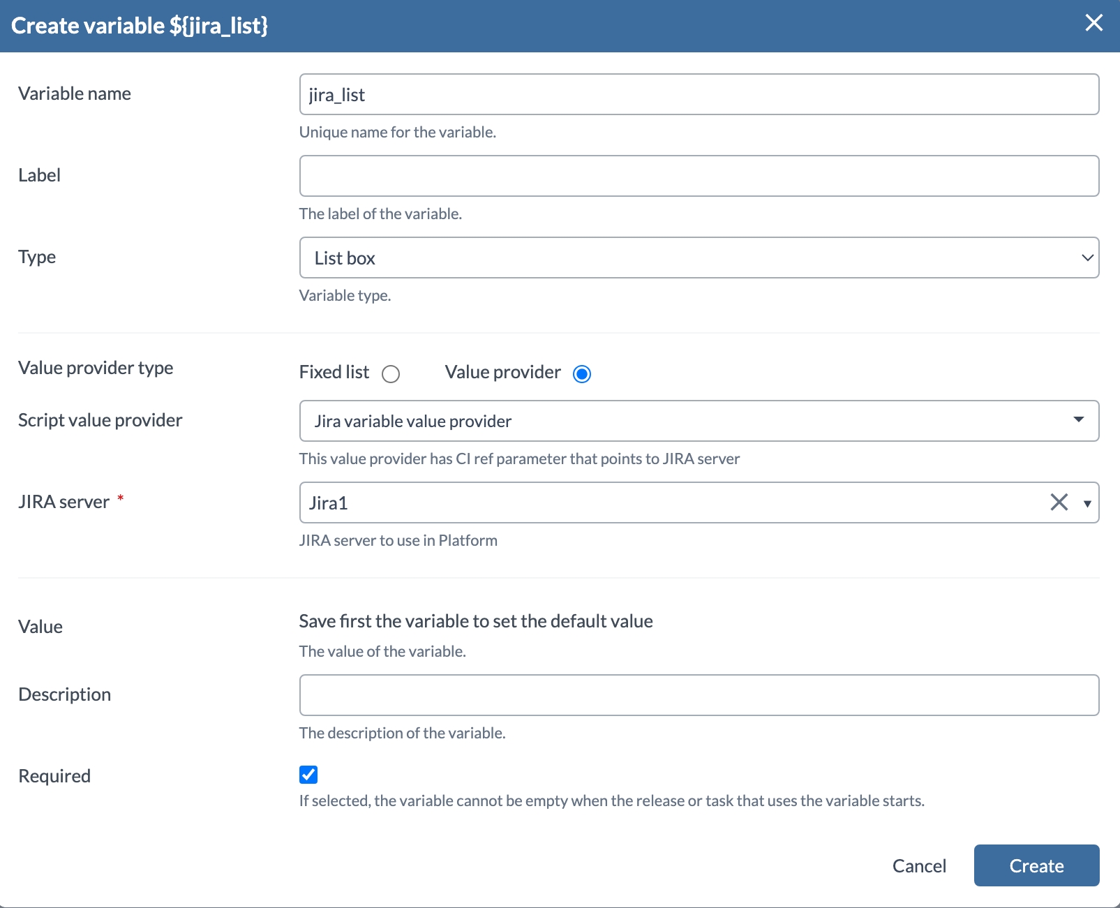 List box variable_with_value_provider