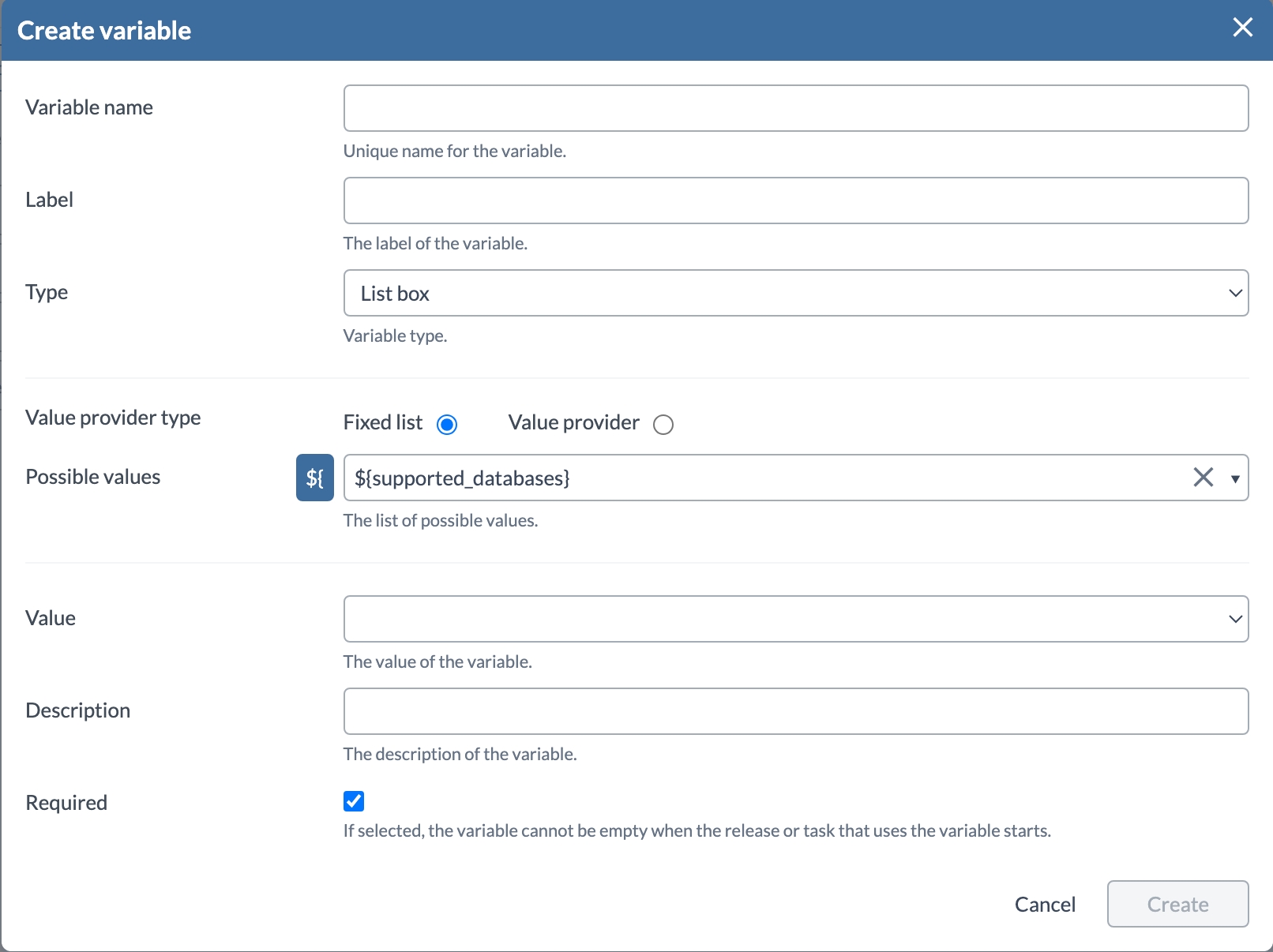 List box variable