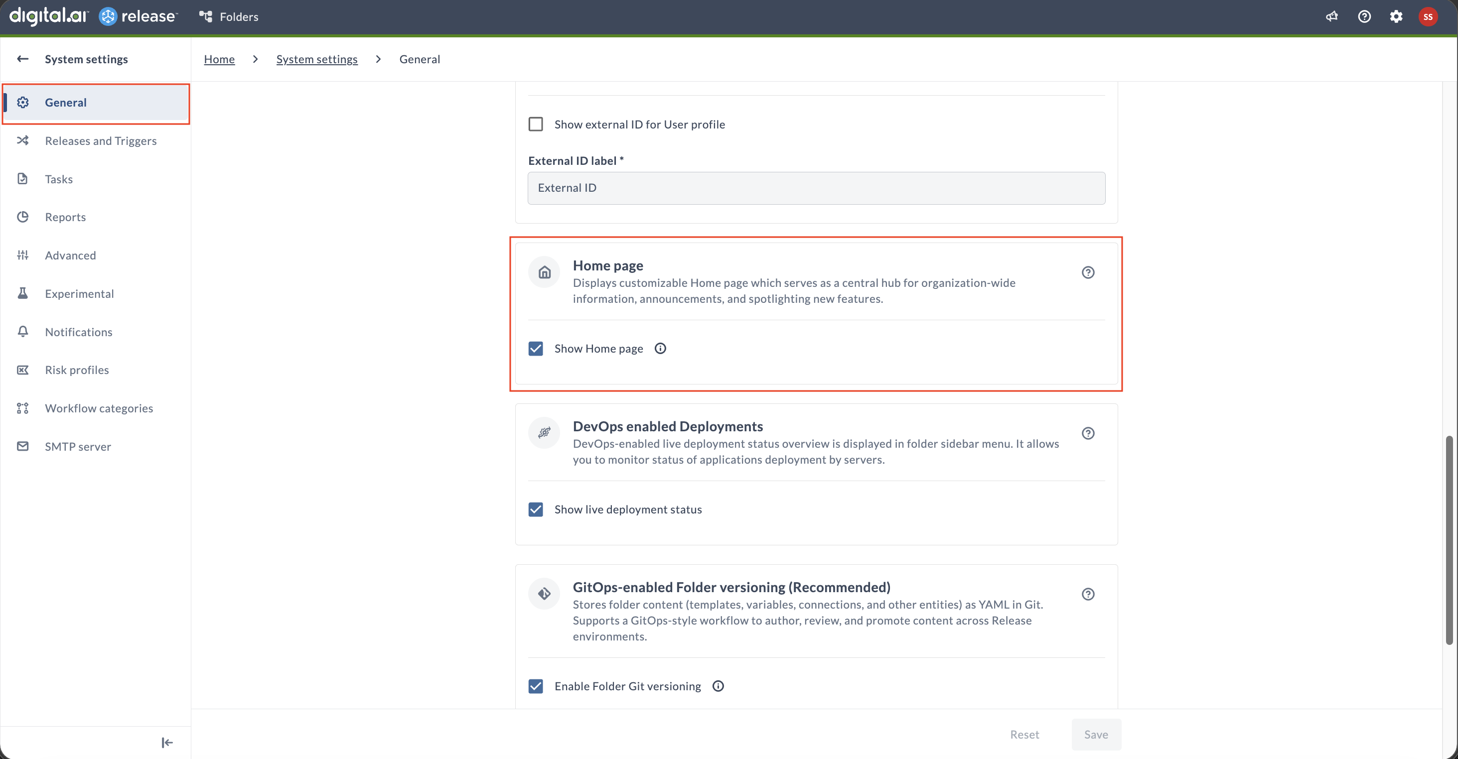 New Home Page Dashboard Checkbox