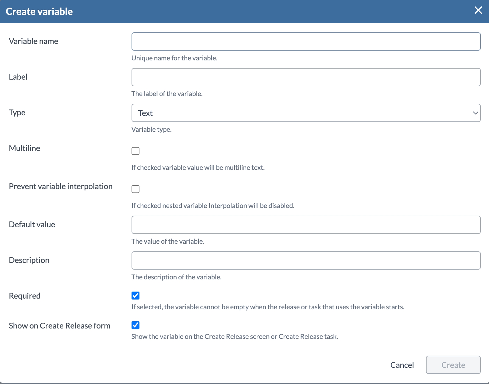 Create Release variable