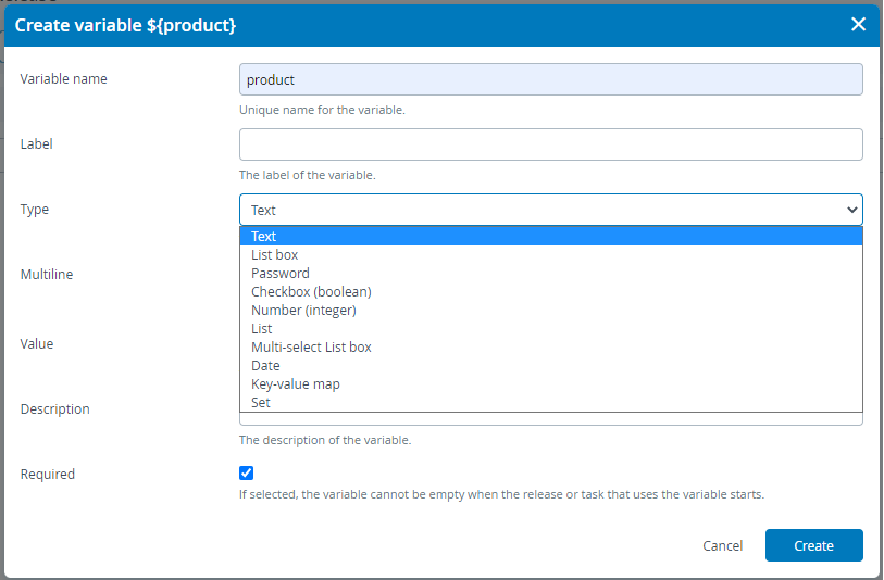 Create Release variable