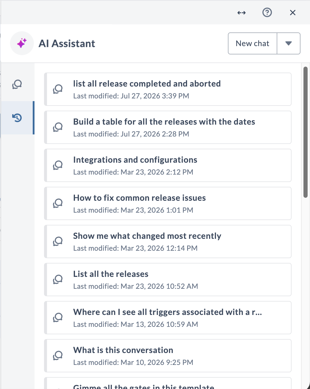 History interface
