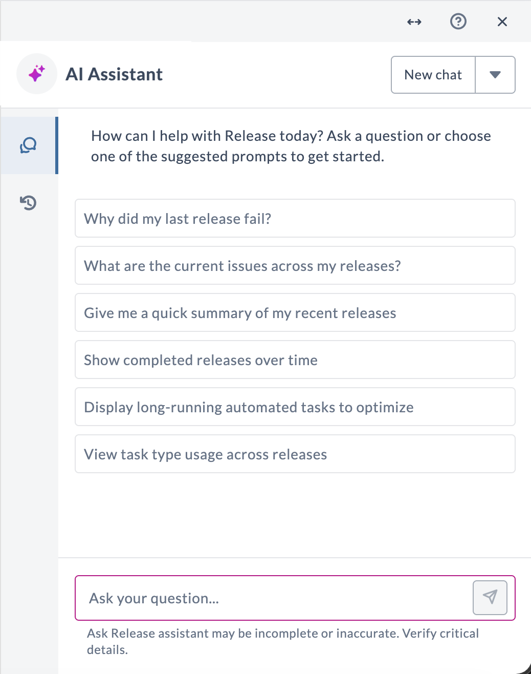 AI Assistant chat interface