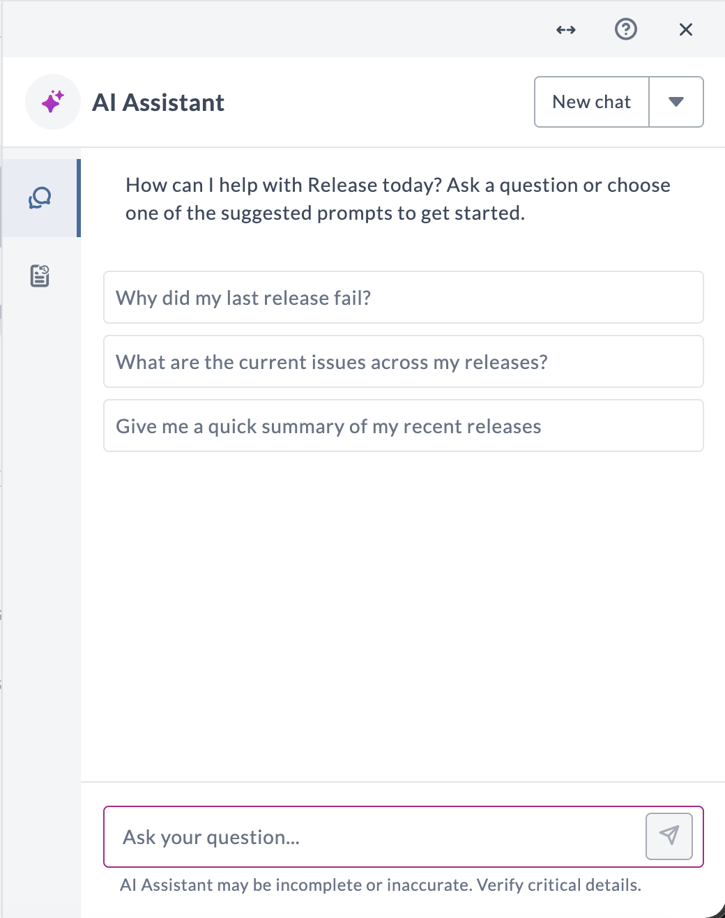AI Assistant chat interface