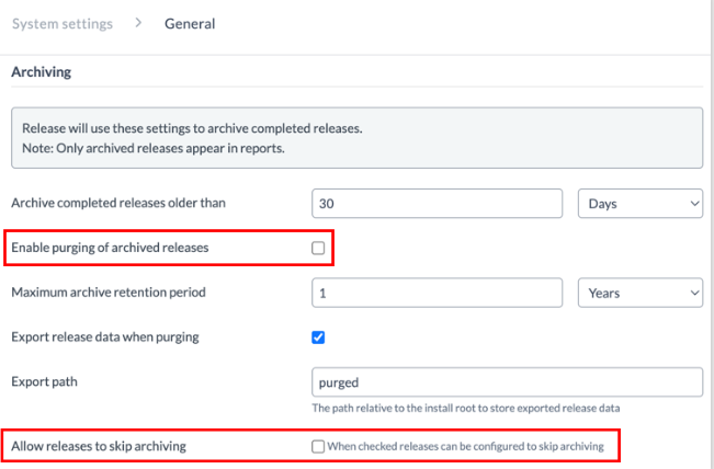 Archiving Settings