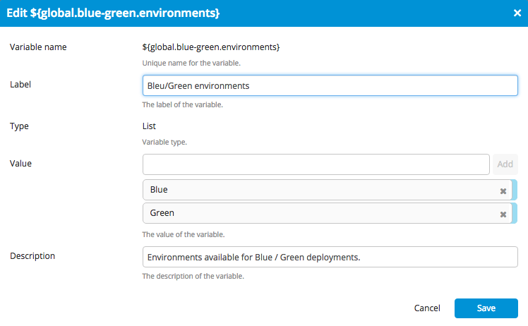 global.blue-green.environments configuration