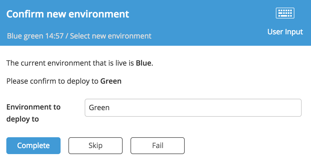 Confirm environment dialog