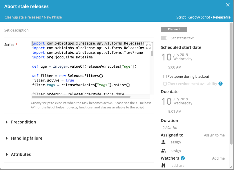 Create groovy script task