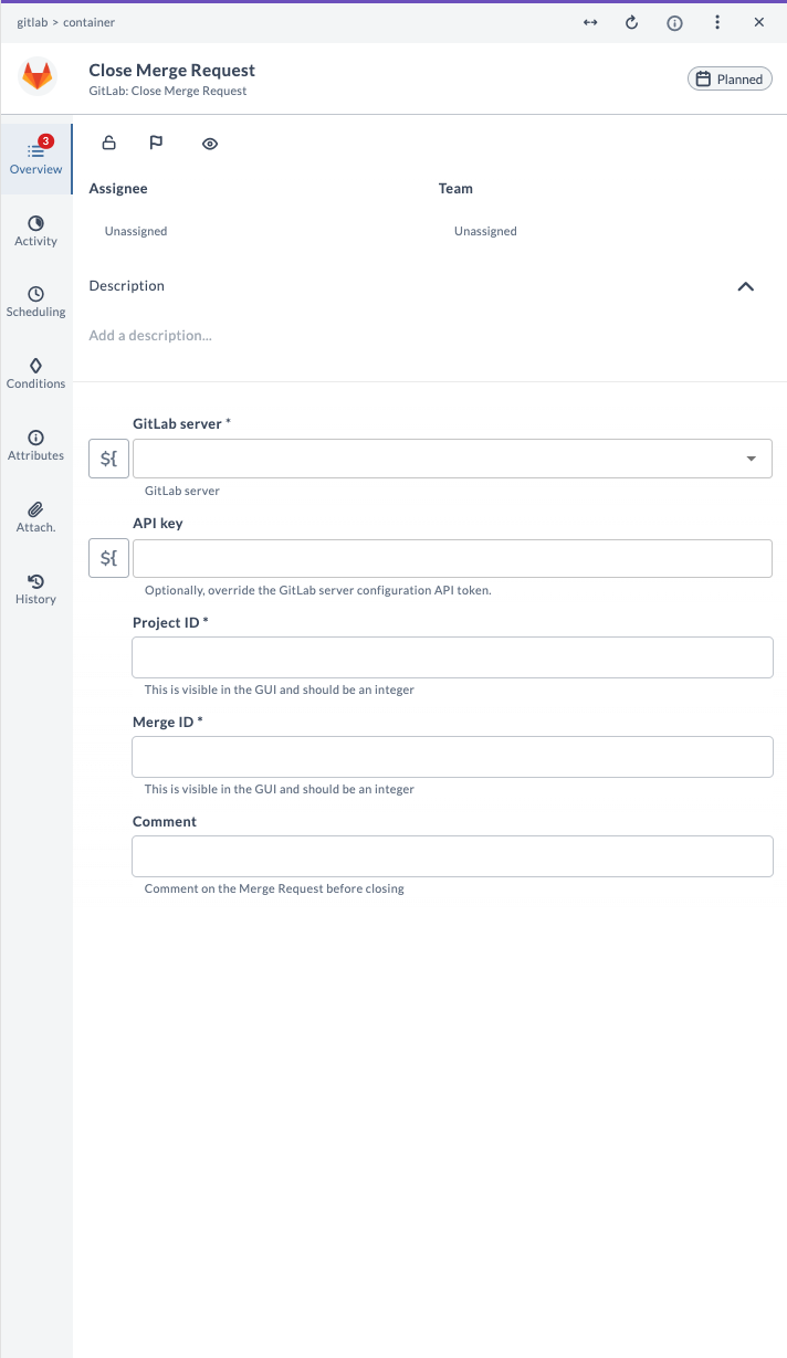 Close Merge Request Input